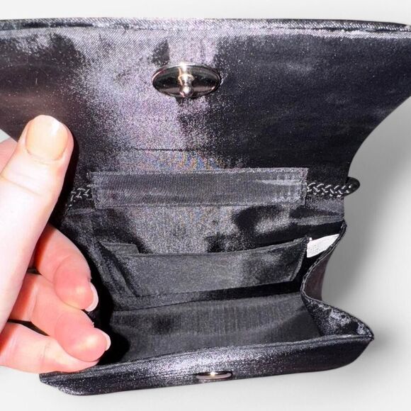 Black Satin Crossbody Small Purse - Picture 4 of 7